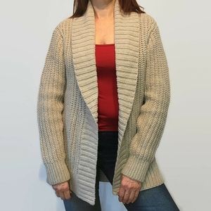 L.L. Bean Wool Taupe Chunky Cardigan Sweater